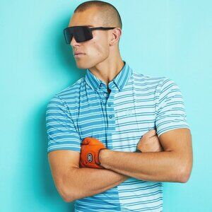 G/FORE Split Stripe Contrast Tech Jersey Golf Polo (Large/Extra Large) NWT